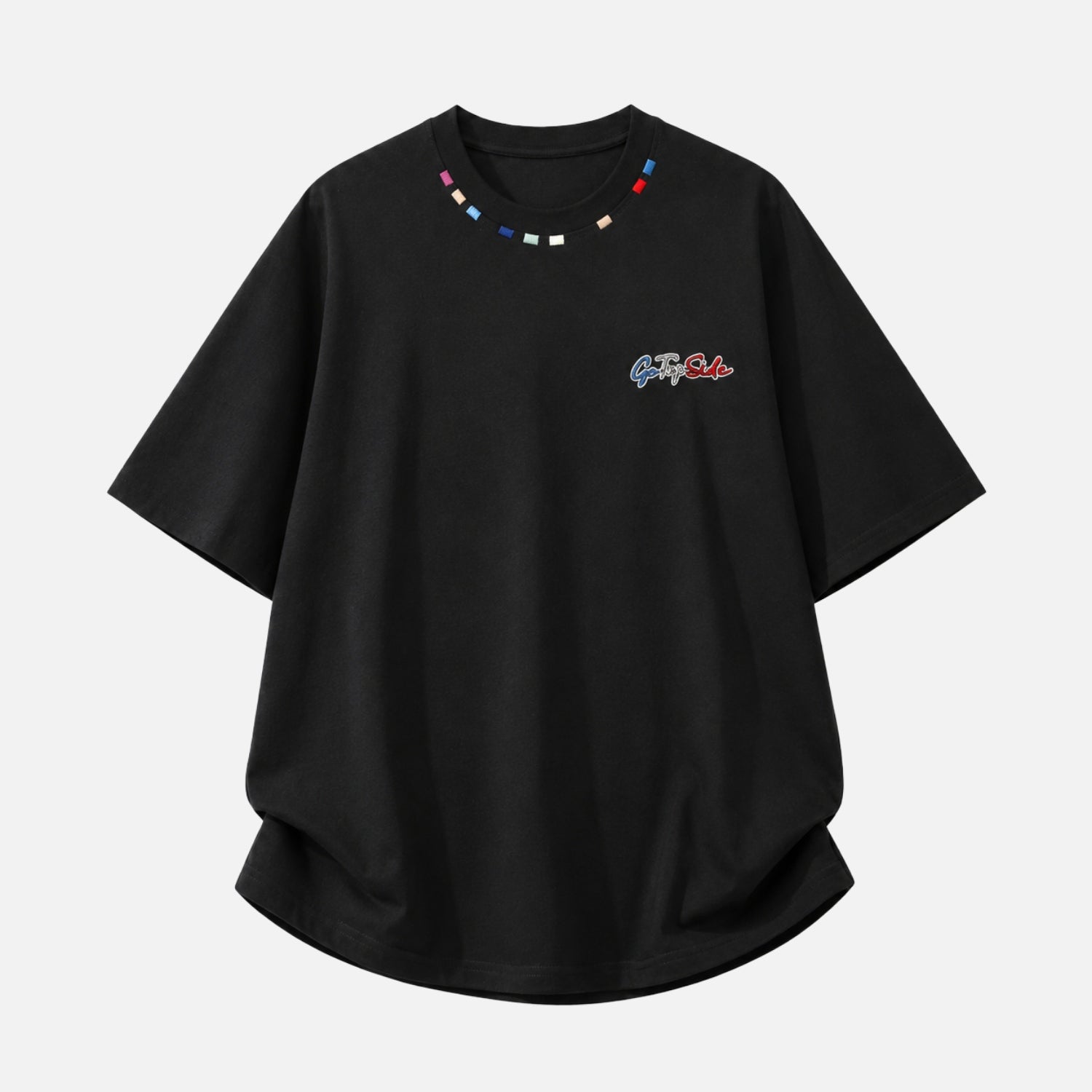 Color-Embroidered Short Sleeve Tee