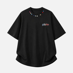 Color-Embroidered Short Sleeve Tee