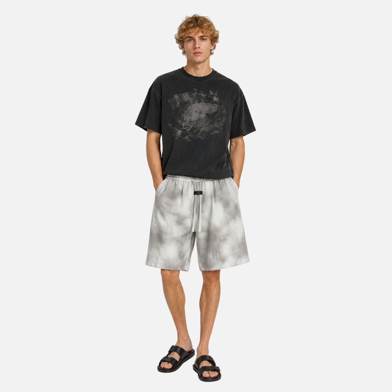 Tie-Dye Washed Casual Shorts