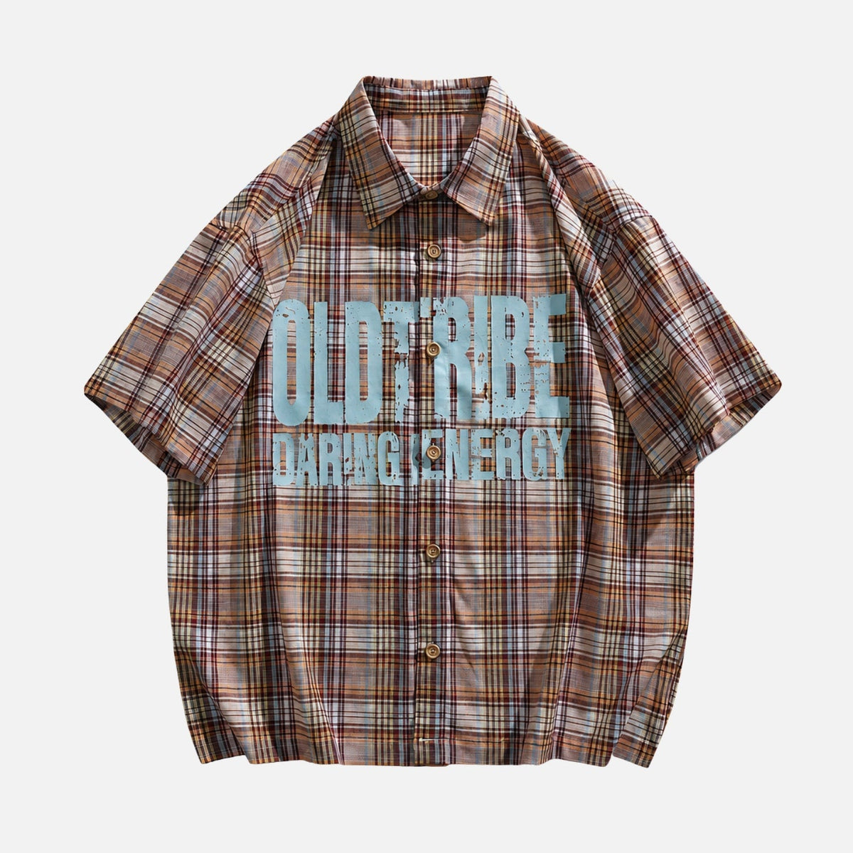 Vintage Plaid Print Cotton Shirt