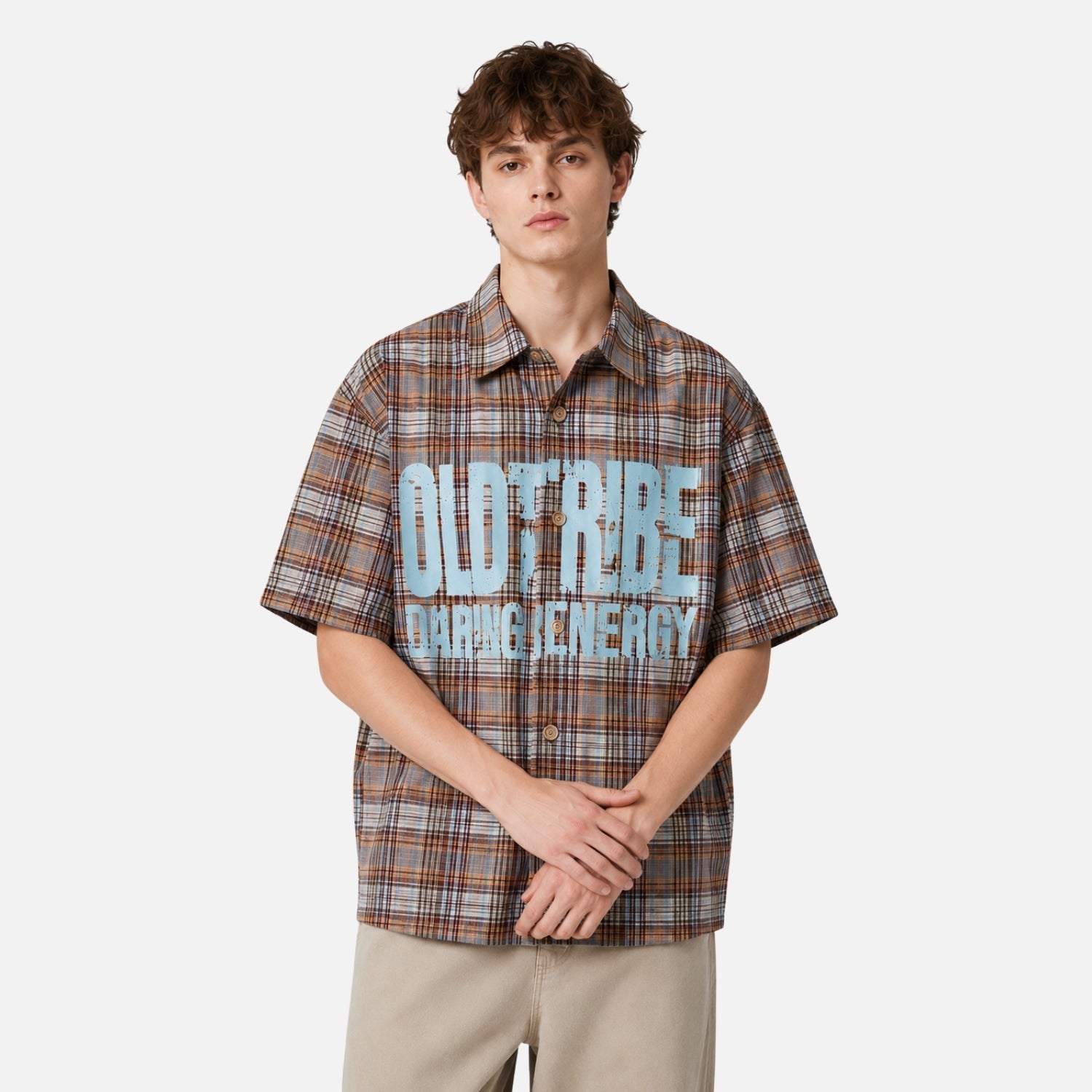 Vintage Plaid Print Cotton Shirt
