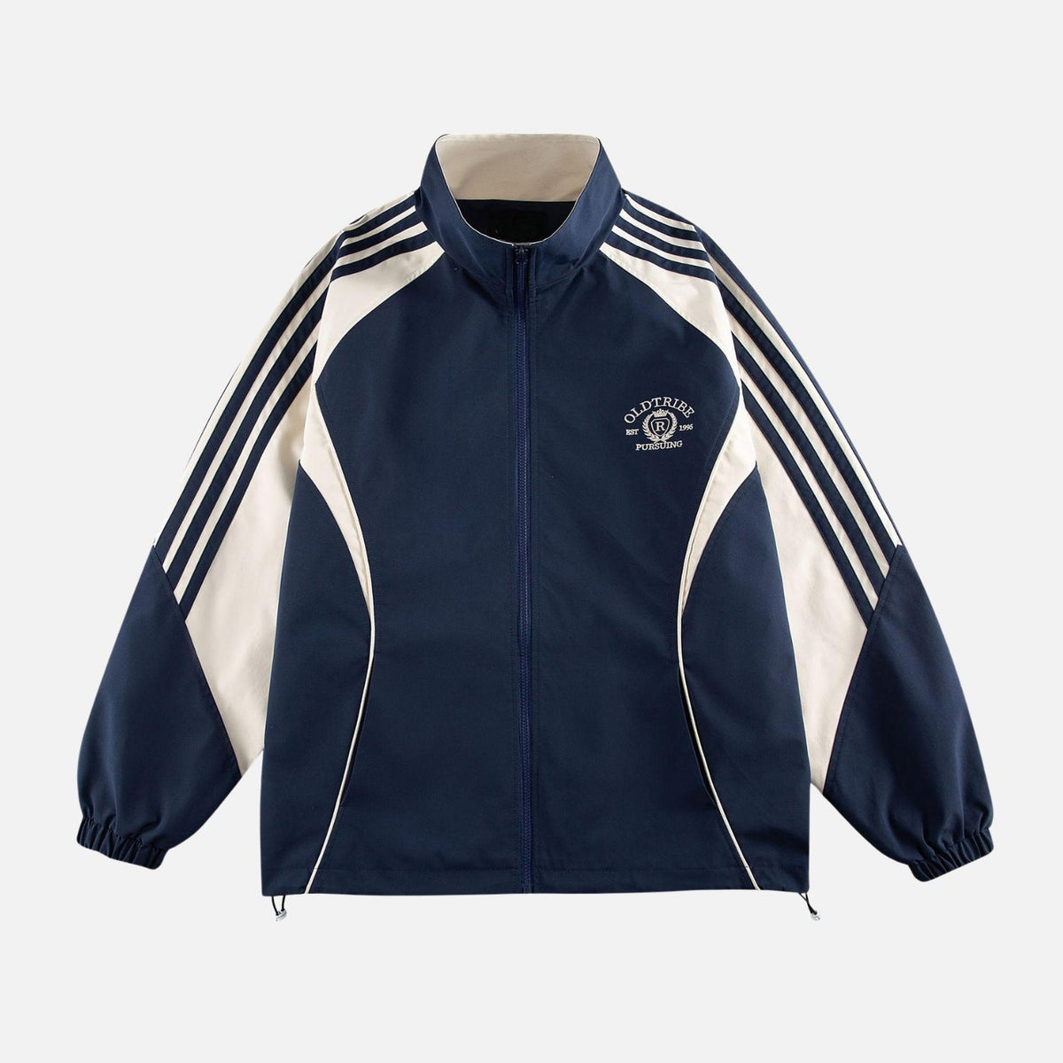 Vintage Striped Stand-Collar Track Jacket