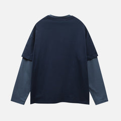 Faux-Layered Graphic Cotton Sweatshirt