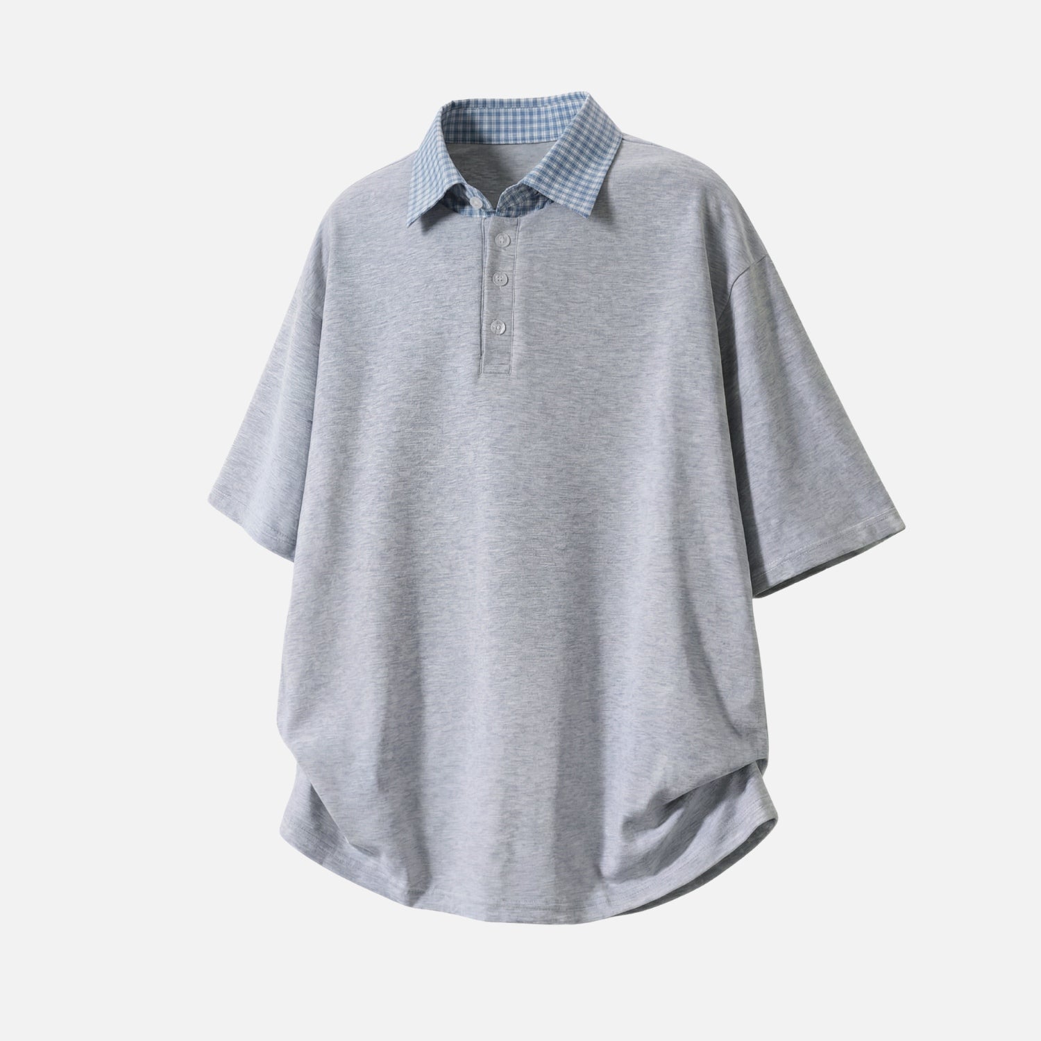 Faux-Layered Plaid Polo Tee