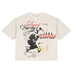 Saint Vanity Retro 1984 Tour Graphic Off‑White Boxy Short Oversized Tee