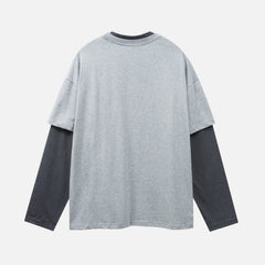 Faux-Layered Graphic Cotton Sweatshirt