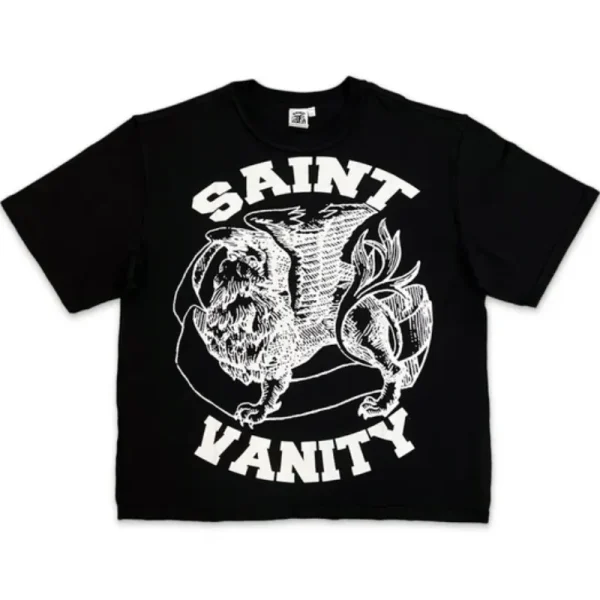 Saint Vanity Griffin Graphic Tee - White Print Oversized Fit