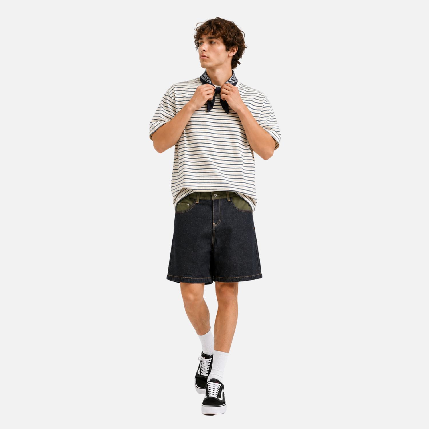 Colorblock Denim Shorts