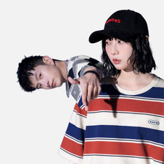 Striped Colorblock Cotton T-Shirt