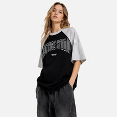 Colorblock Contrast Raglan Graphic Tee