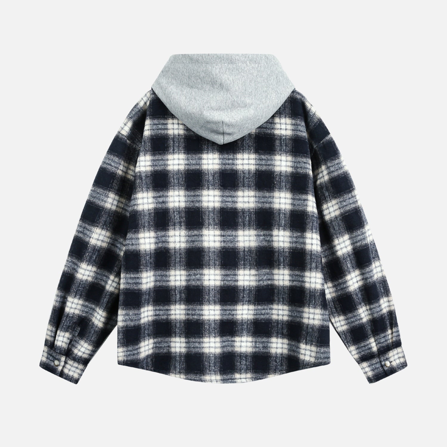 Colorblock Brushed Plaid Hoodie Shirt