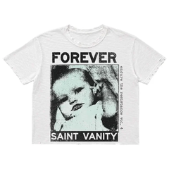 Saint Vanity Forever Graphic Tee - Distressed White Cropped Fit