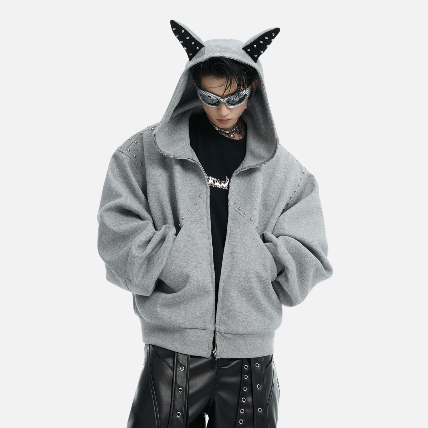 Beaded “Cat Ear” Hoodie
