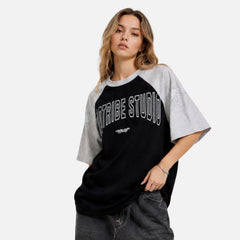 Colorblock Contrast Raglan Graphic Tee
