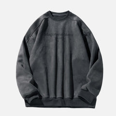 Vintage Suede-Look Crewneck Sweatshirt