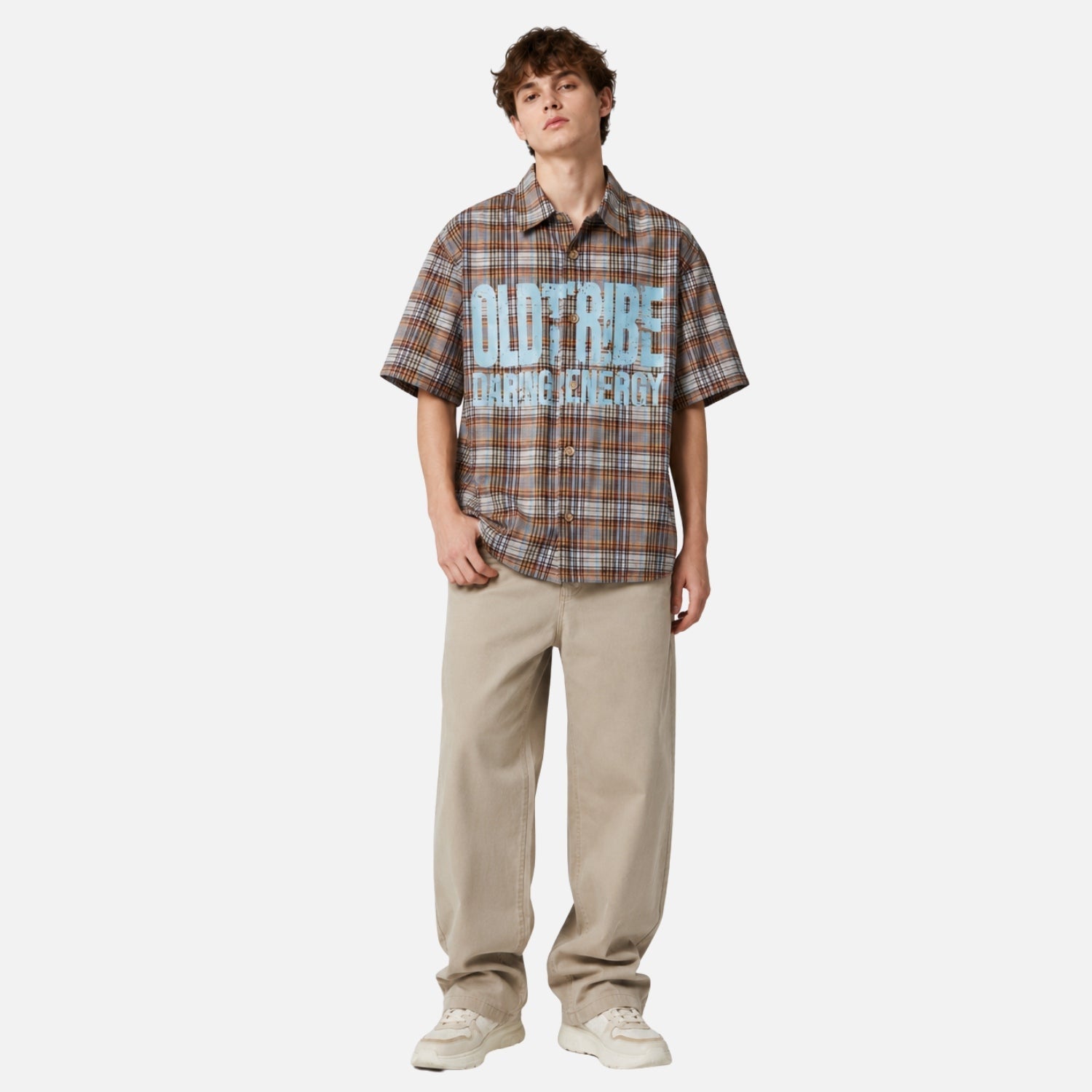 Vintage Plaid Print Cotton Shirt