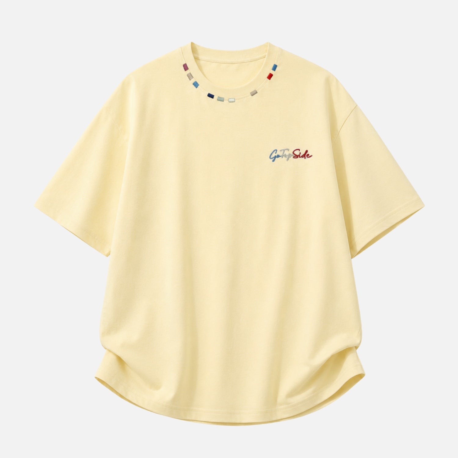 Color-Embroidered Short Sleeve Tee