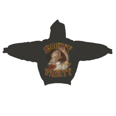 Saint Vanity Vintage Poster‑Print Dark Brown Cropped Oversized Hoodie