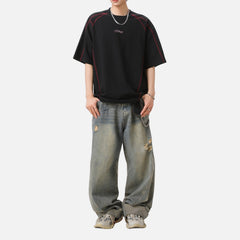 Contrast Stitch Graphic Cotton Tee