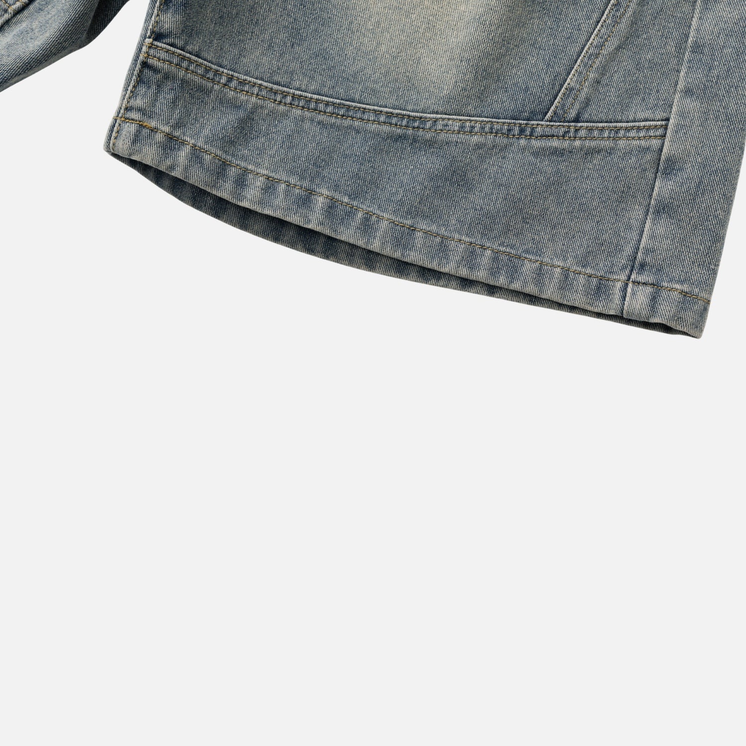Vintage Washed Pleated Denim Shorts
