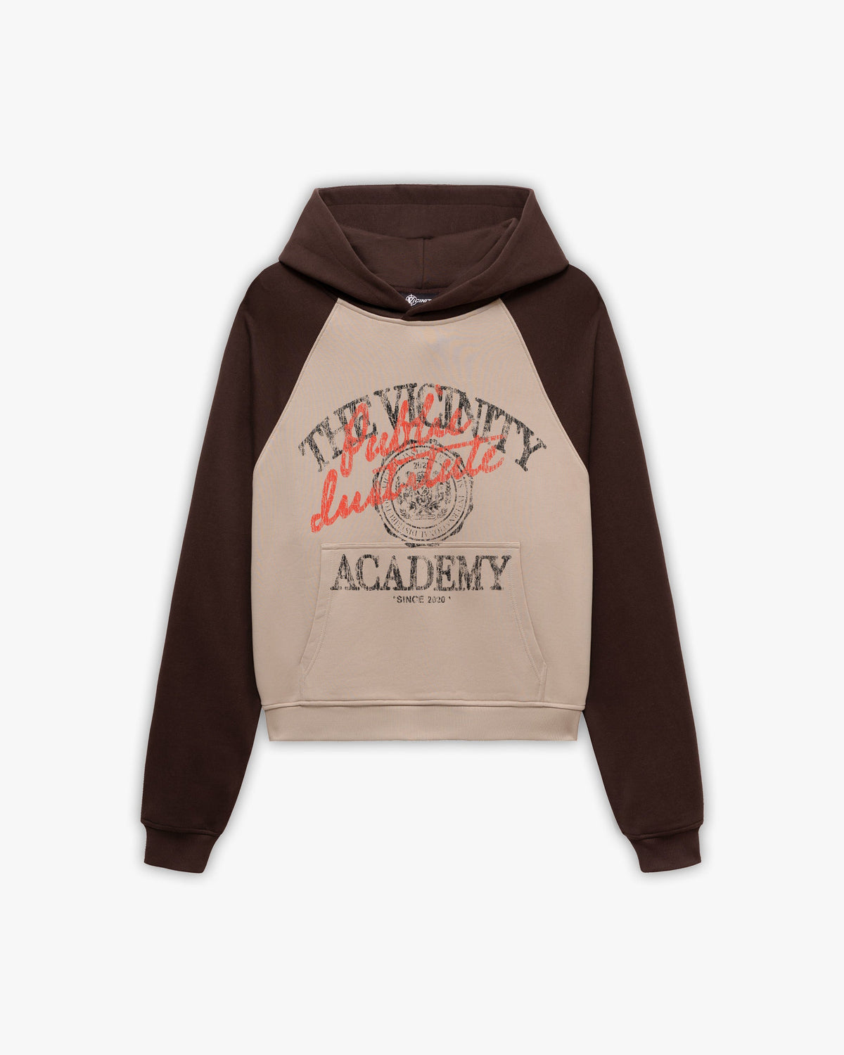 BICOLOR PUBLIC INSTITUTE HOODIE BROWN/CREAM