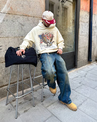 EAGLE TATTOO HOODIE BEIGE