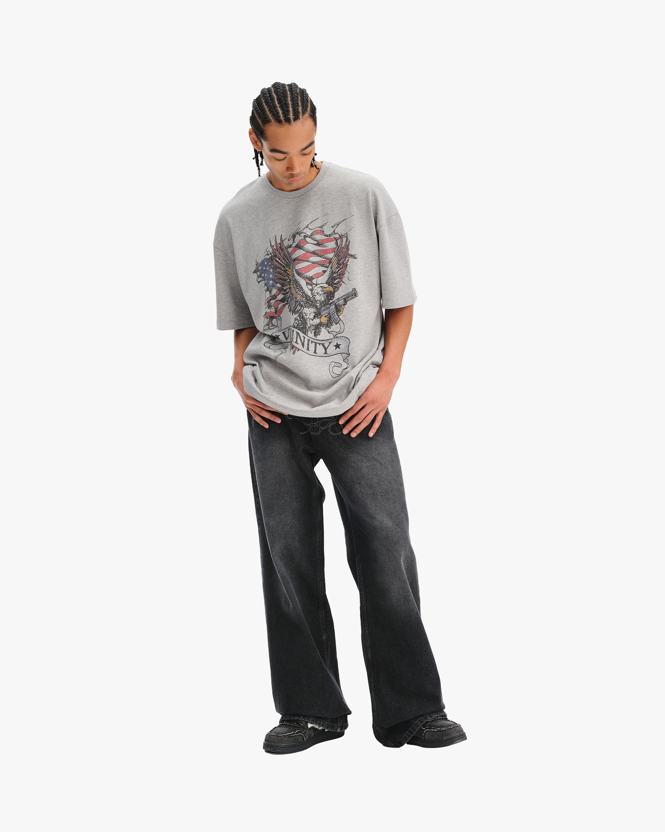 EAGLE TATTOO TEE MELANGE GREY