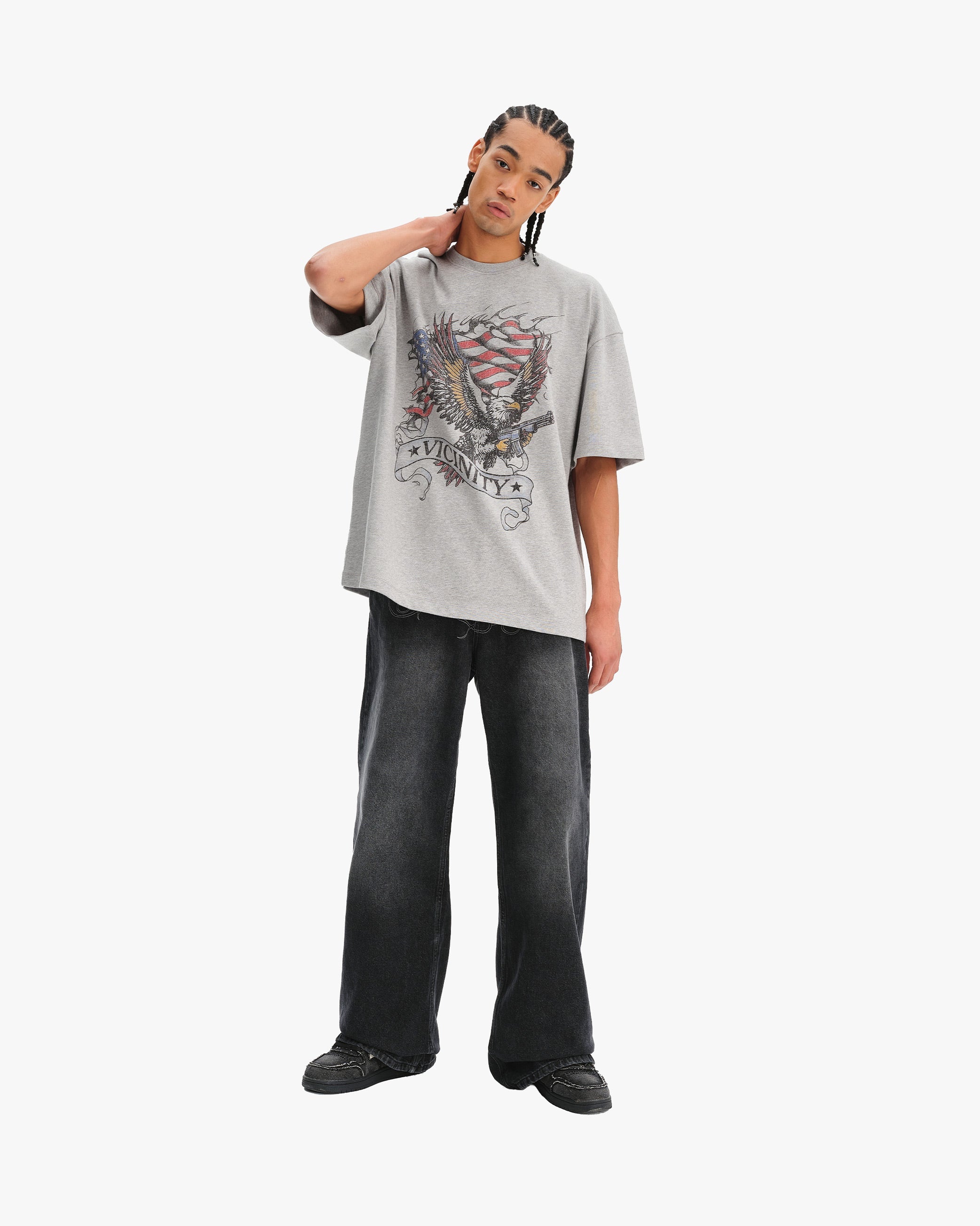 EAGLE TATTOO TEE MELANGE GREY