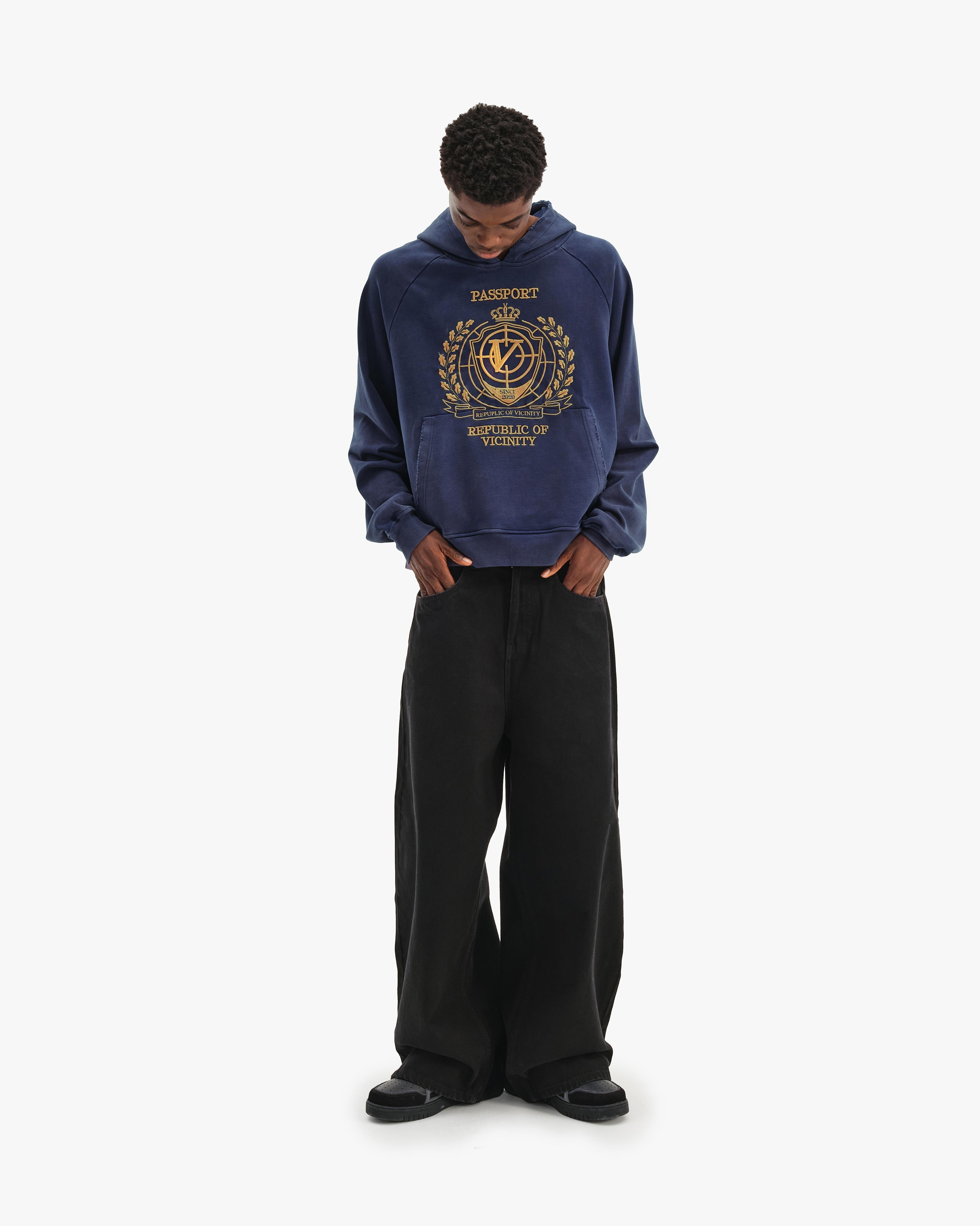 PASSPORT HOODIE WASHED BLUE