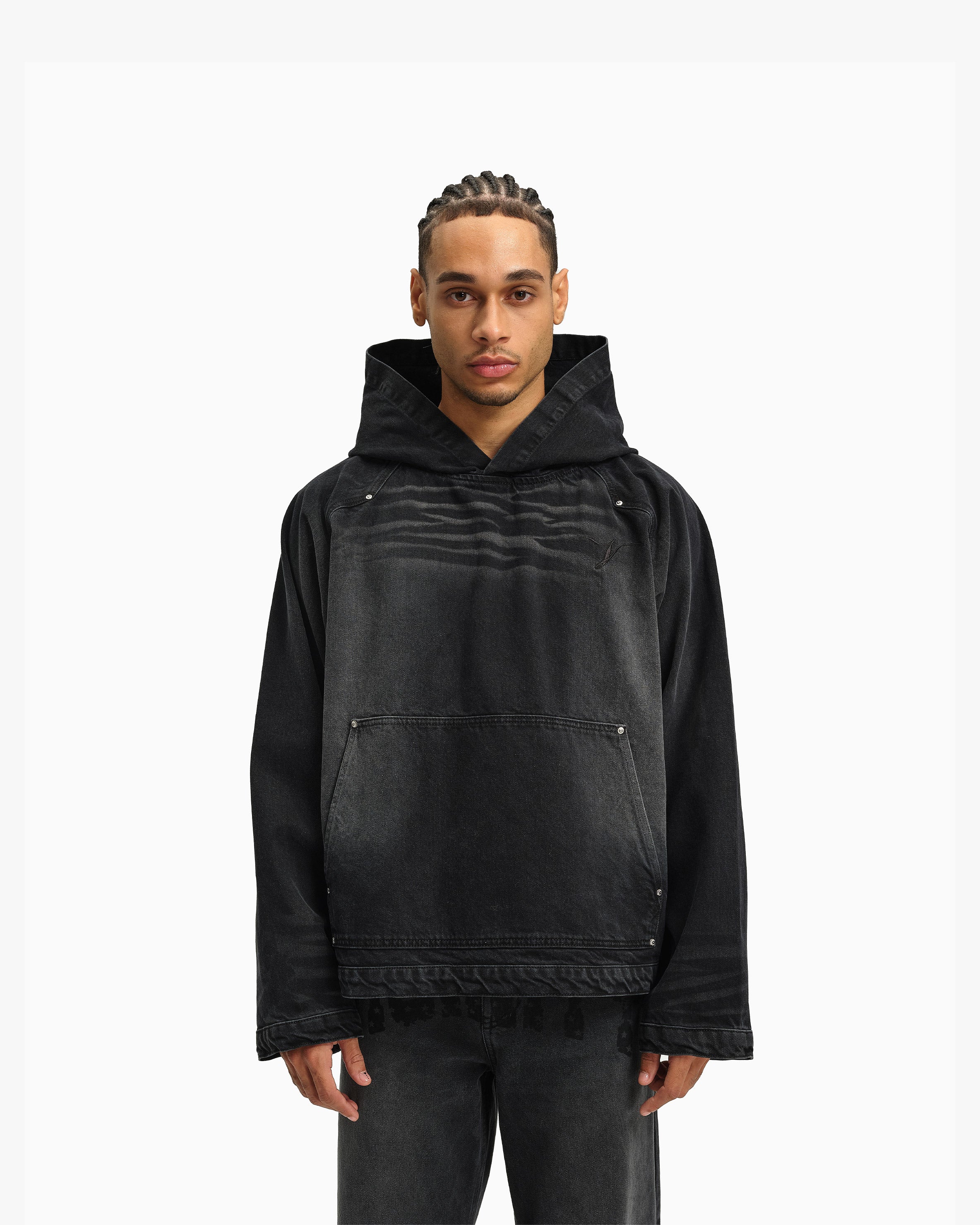 WILD SOUTH DENIM HOODIE COAL