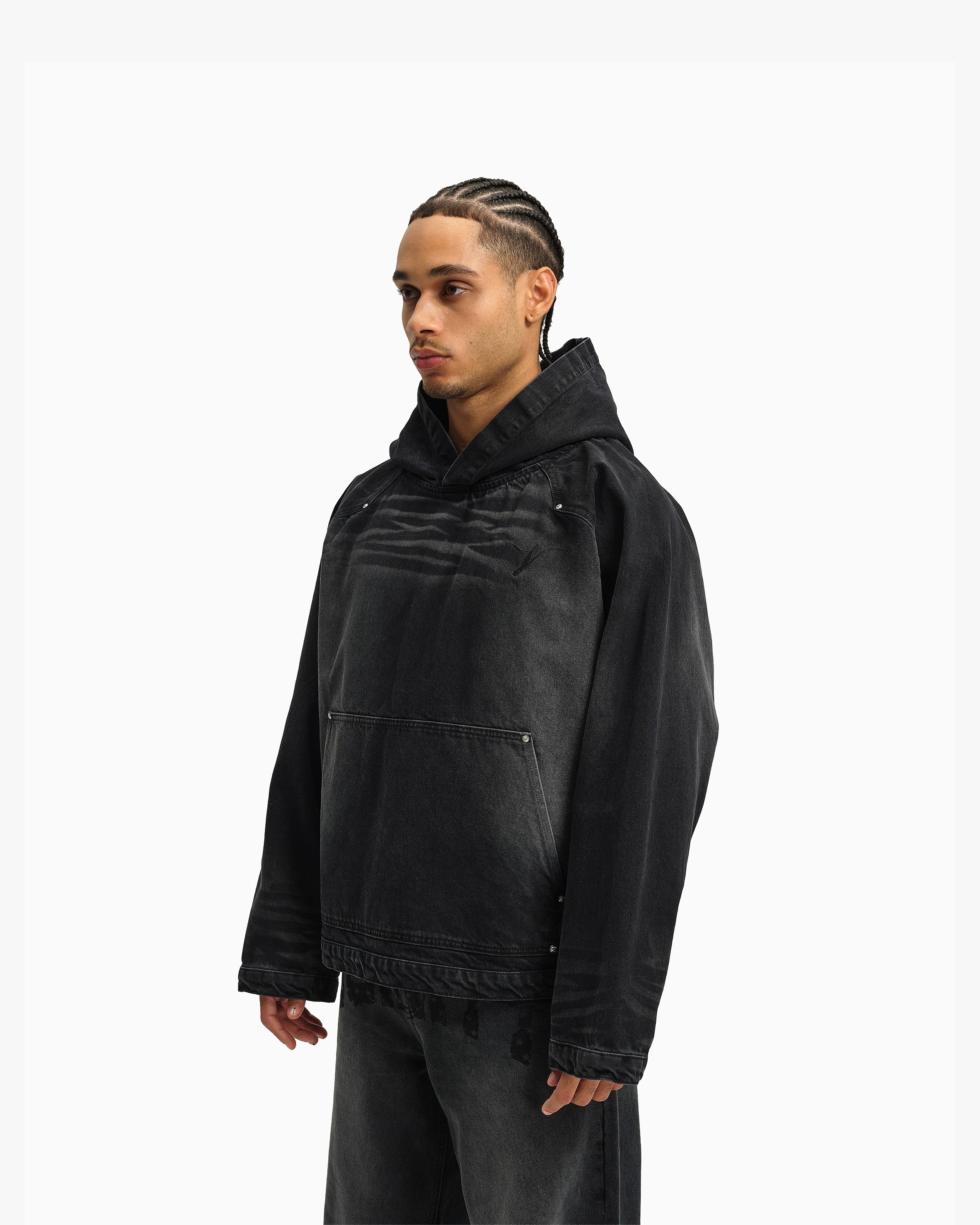 WILD SOUTH DENIM HOODIE COAL