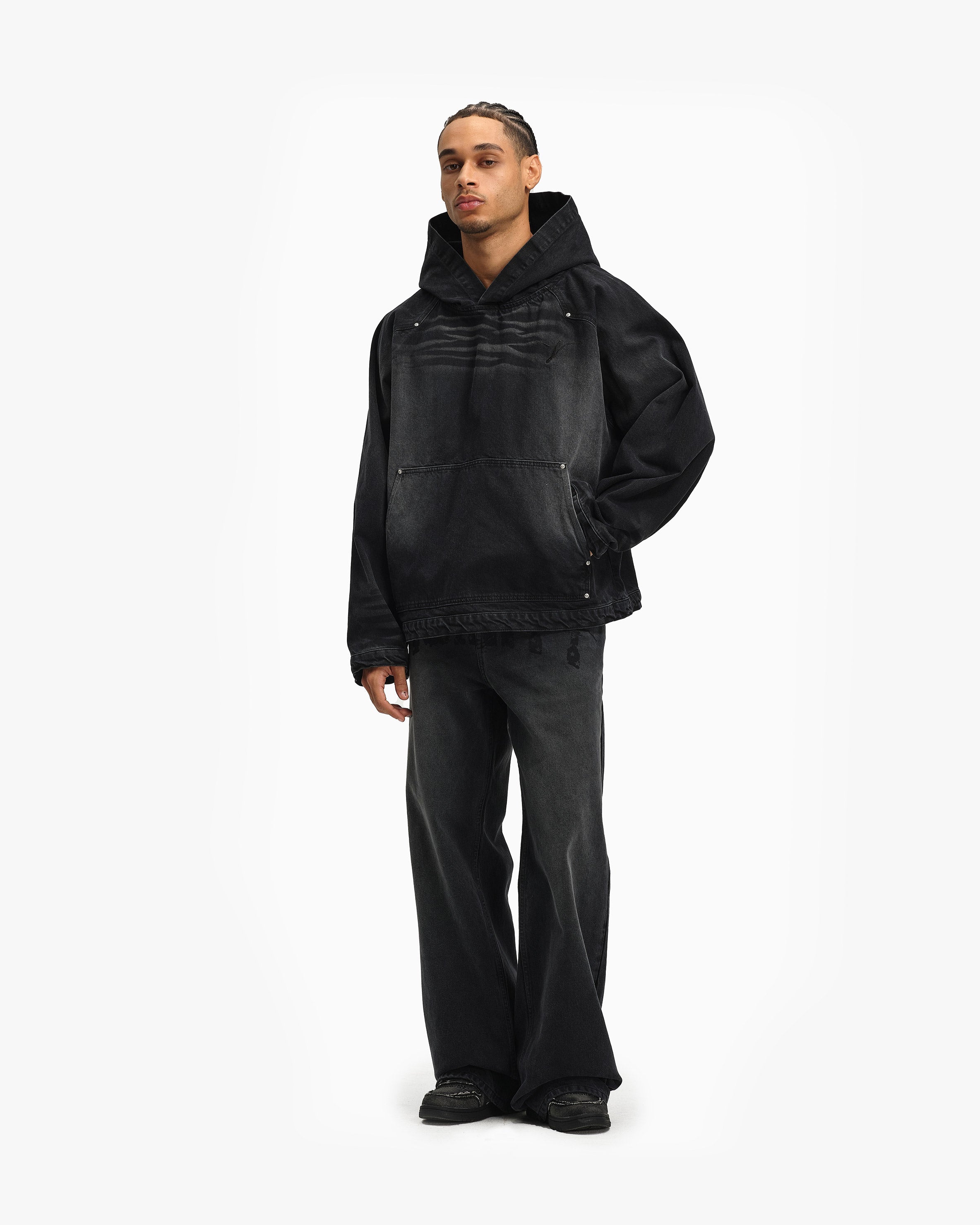 WILD SOUTH DENIM HOODIE COAL