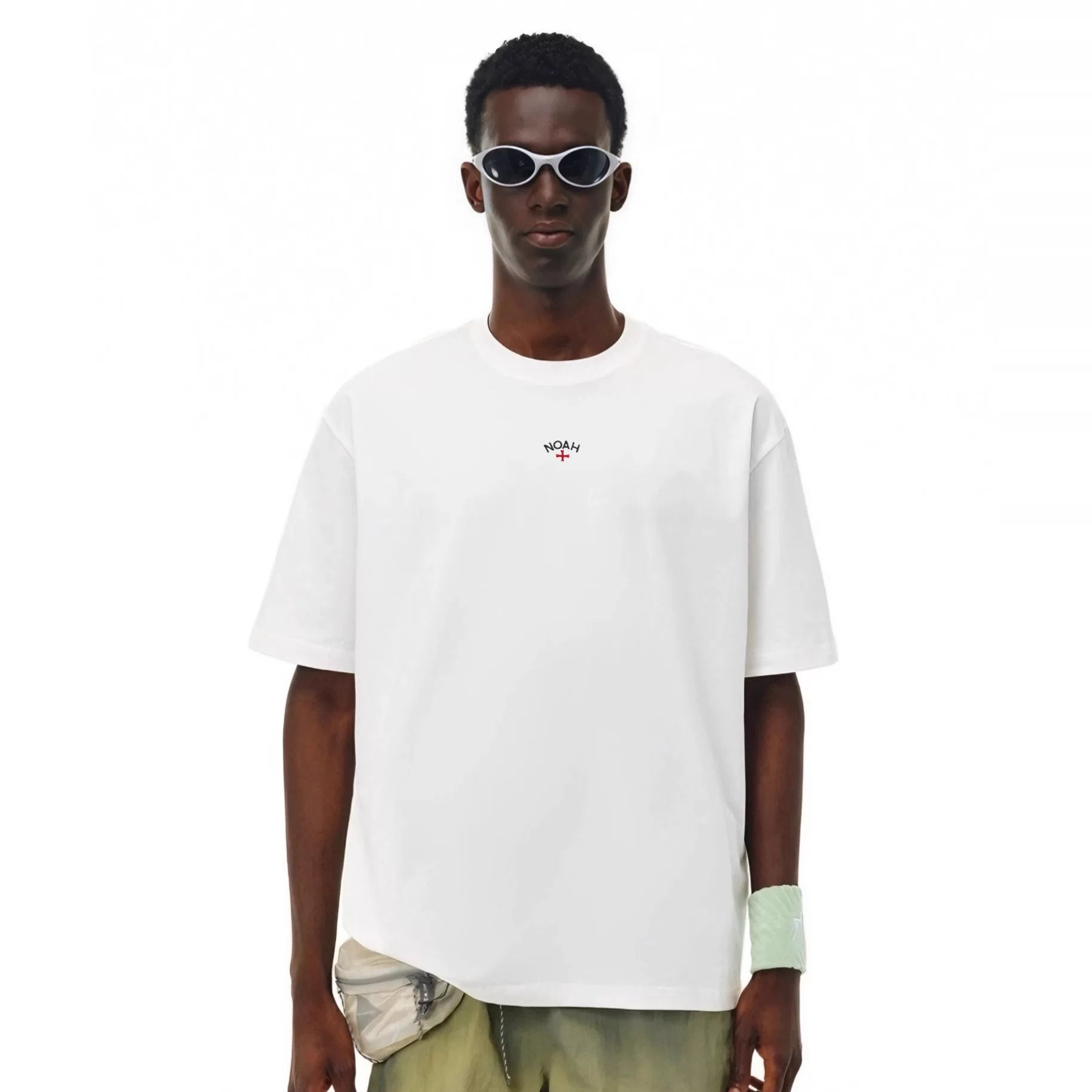 NOAH MARS Cross Embroidered Cotton Tee