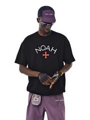 NOAH MARS Cross Print Tee Loose Fit Cotton Streetwear