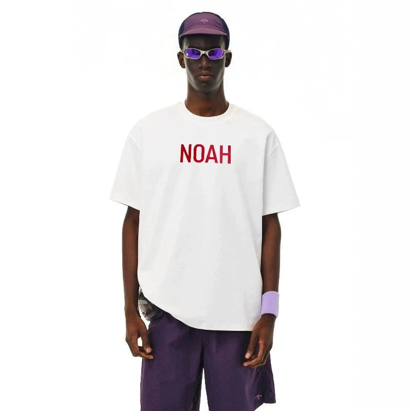NOAH MARS小众潮牌简约红logo高级美式休闲百搭抗菌全棉短袖T恤男