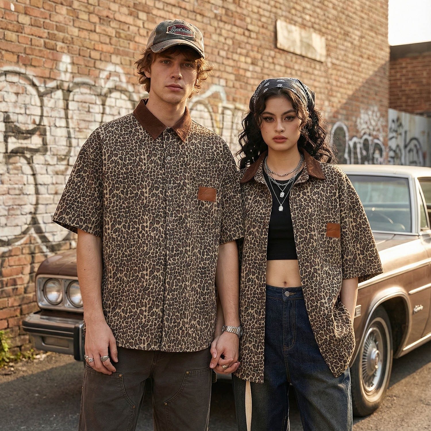 Vintage Leopard Cotton Shirts