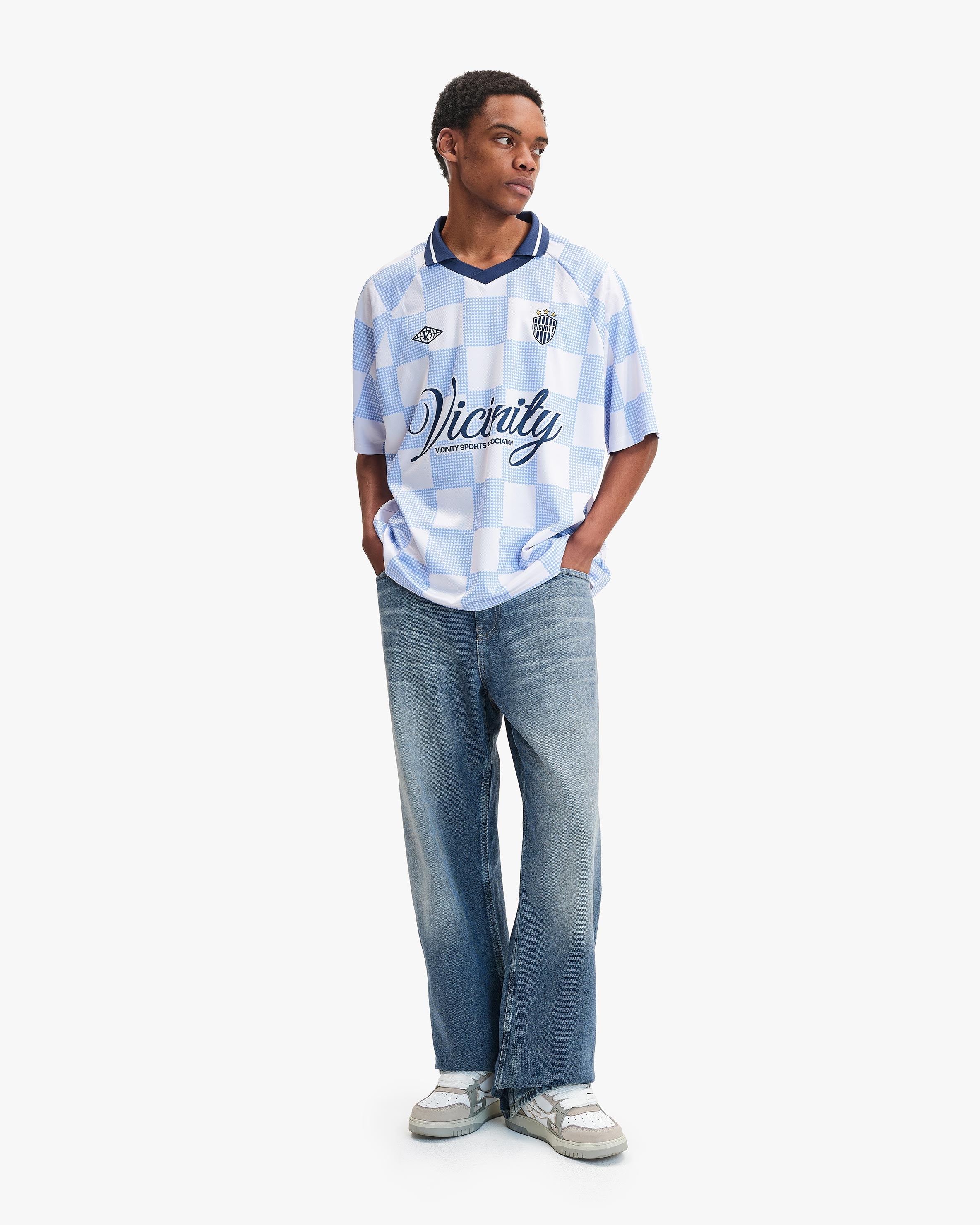 CARO CHECKER JERSEY BLUE/WHITE