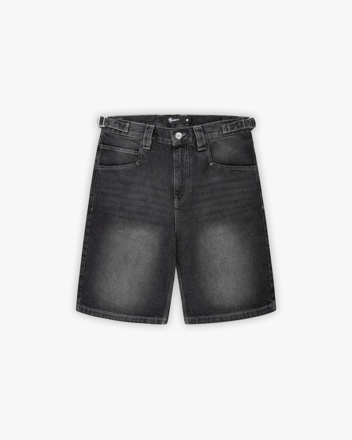 STONE WASHED DENIM JORTS