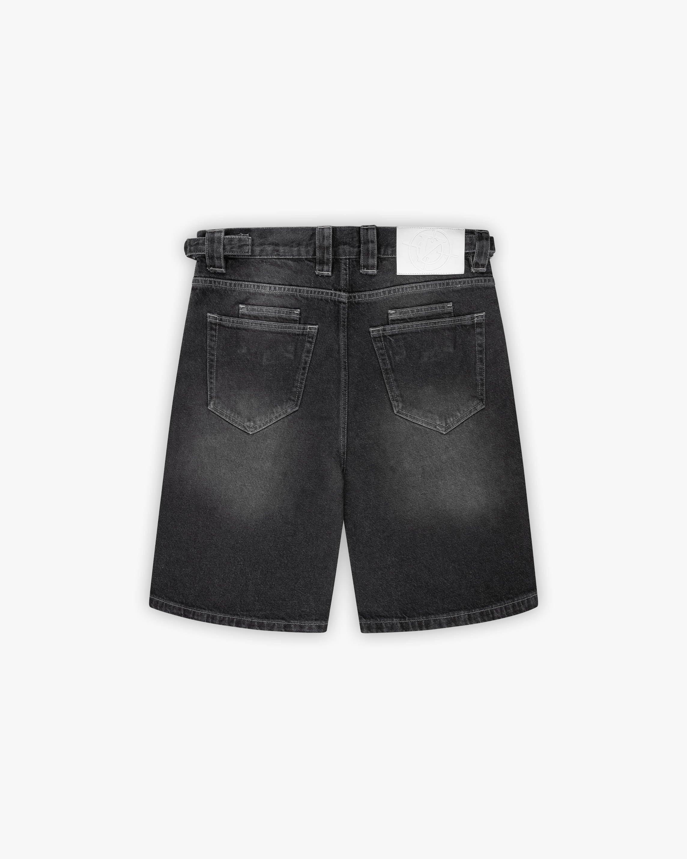 STONE WASHED DENIM JORTS
