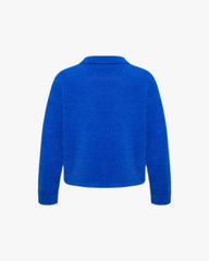 FAUX MINK POLO SWEATER ROYAL BLUE
