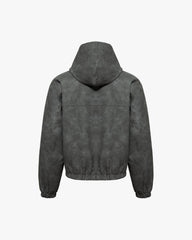 SCRIPT LOGO LEATHER JACKET GREY