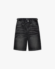 FADED BLACK DENIM JORTS