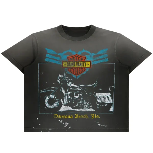 Saint Vanity Motor Cycles Daytona Vintage Tee - Washed Black