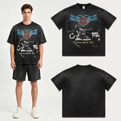 Saint Vanity Motor Cycles Daytona Vintage Tee - Washed Black