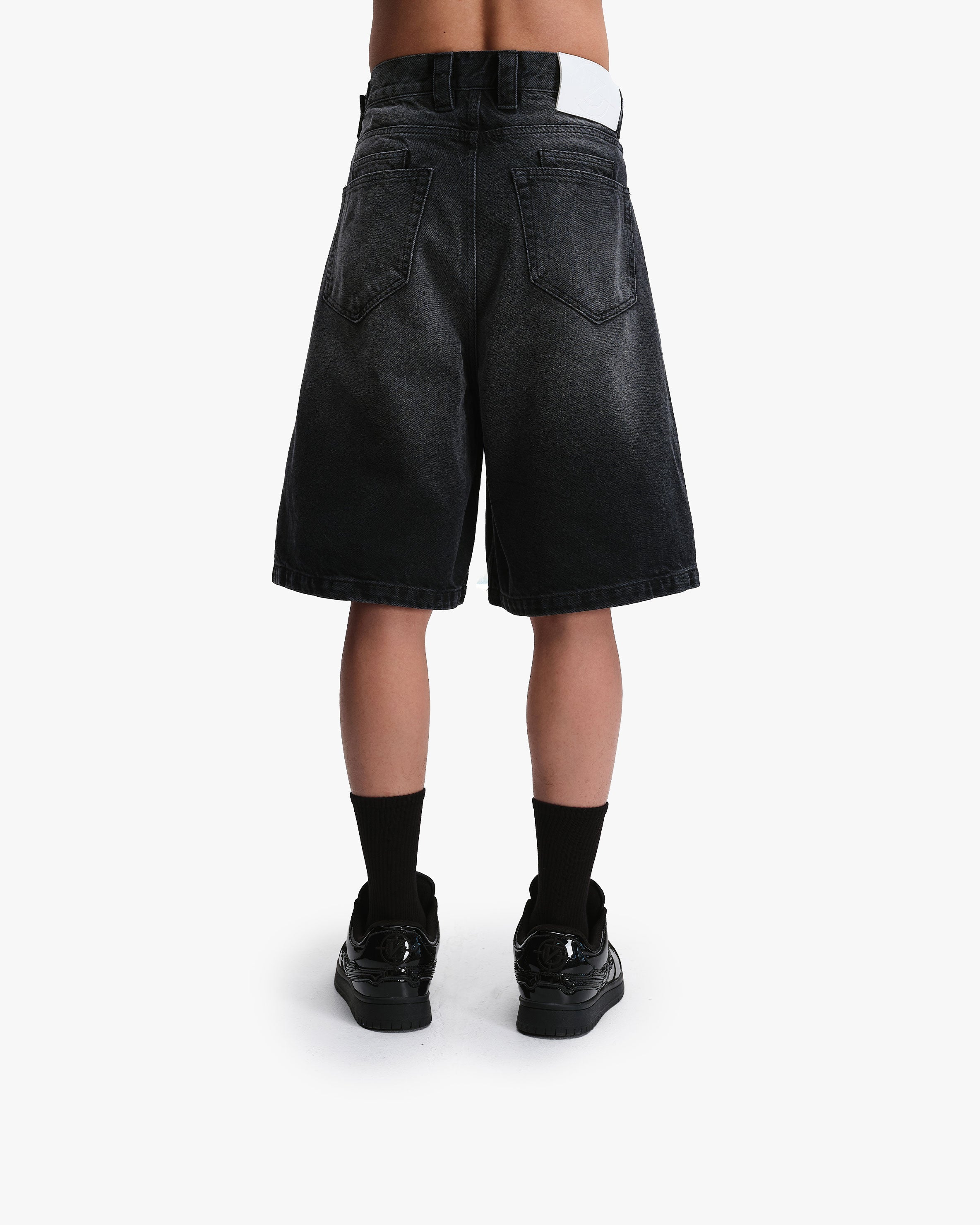 FADED BLACK DENIM JORTS