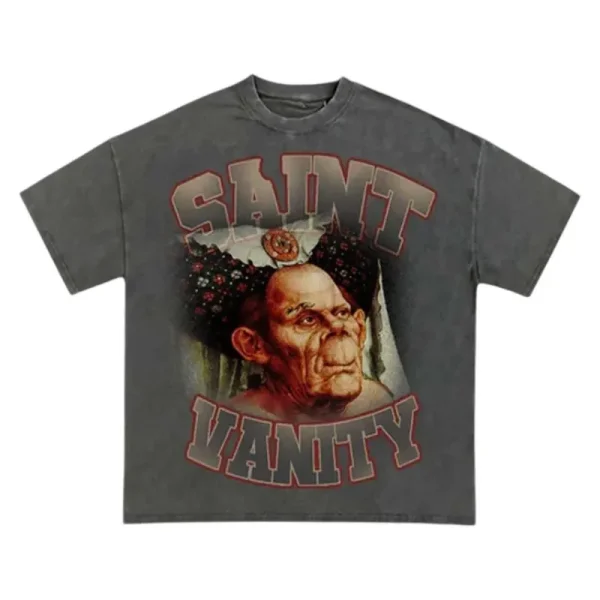 Saint Vanity Ogre Attack Retro Washed Grey Oversized Tee
