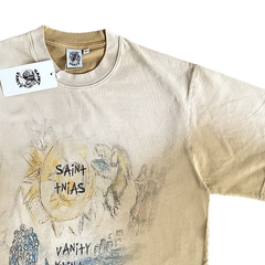 Saint Vanity Sketch Art Graffiti Tee - Washed Beige