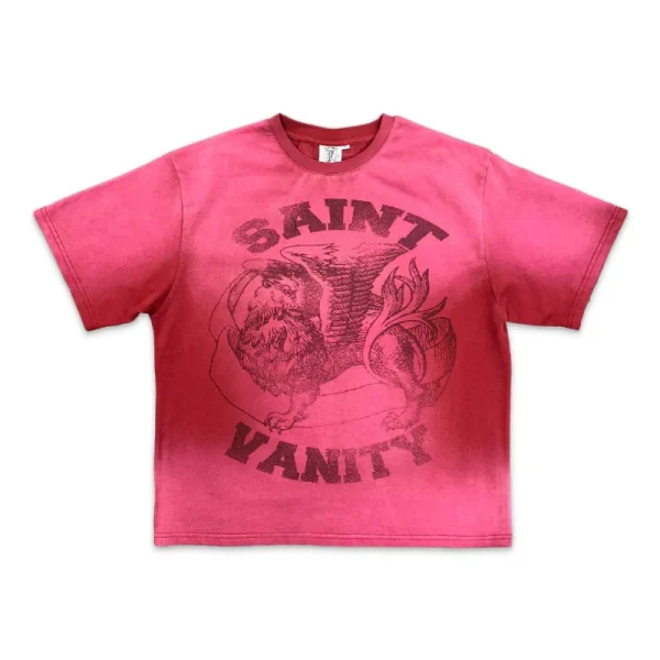 Saint Vanity Mythical Griffin Retro Faded Pink Oversized Tee