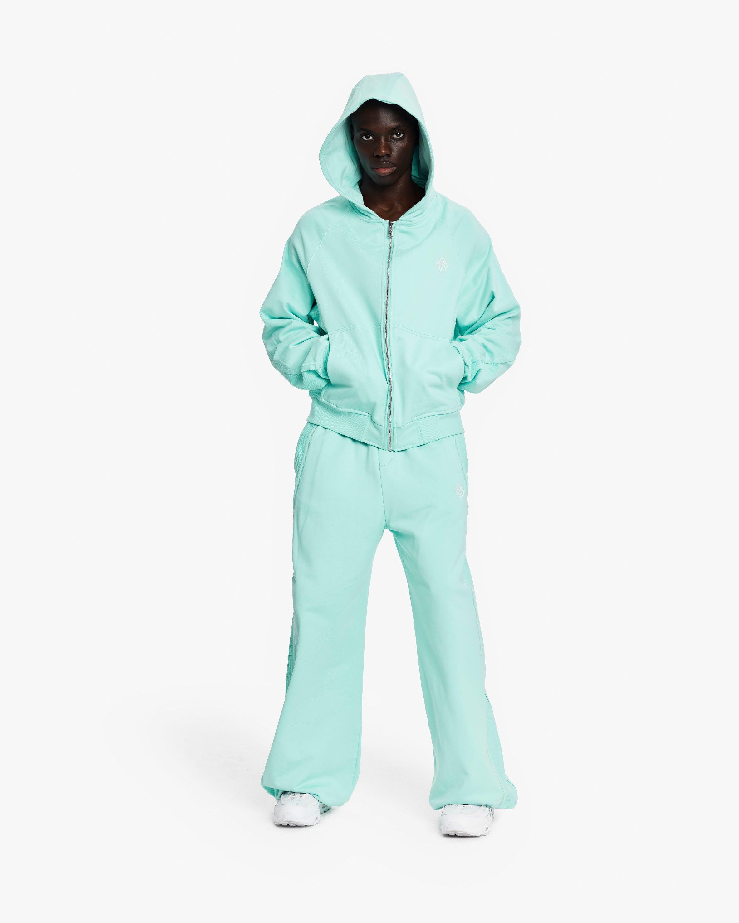 INSIDE OUT ZIP HOODIE TURQUOISE
