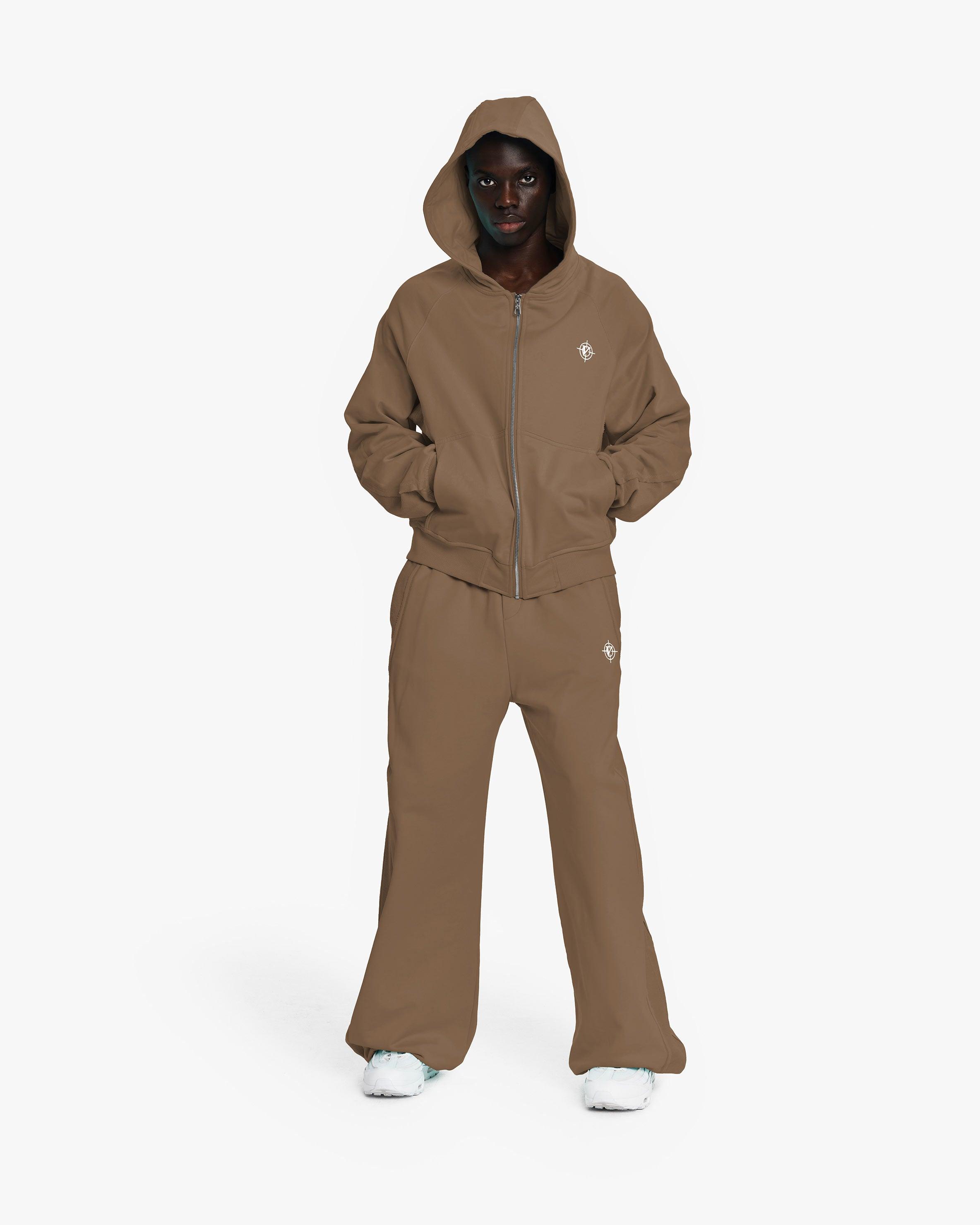 INSIDE OUT ZIP HOODIE CHOCOLATE BROWN